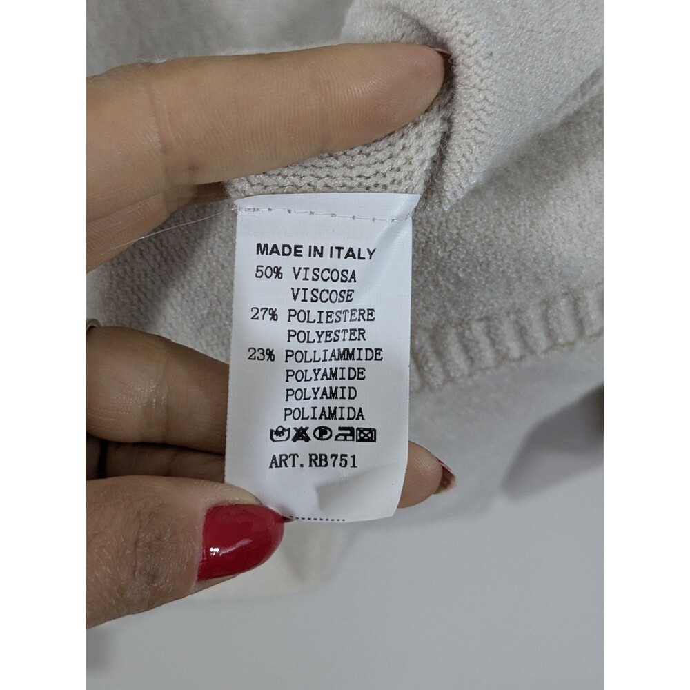 Jaki London One Size Ivory Dolman Sleeve Relaxed Fit Ribbed Sweater Quiet Luxury - Picture 8 of 8